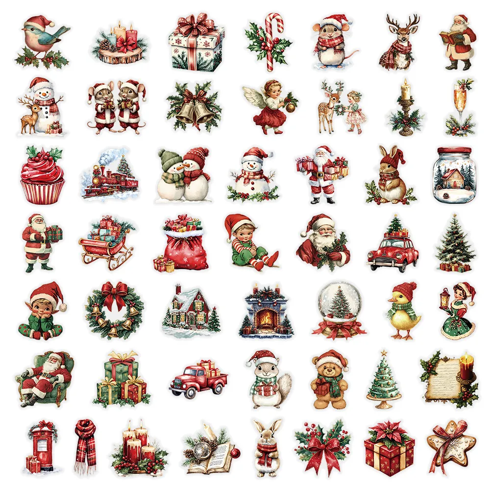 50개 빈티지 크리스마스 스티커 팩 BulingBulingStickers Store