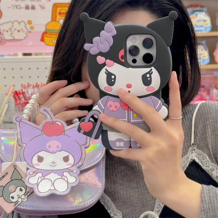Handbag KT Kuromi For iPhone 17 16 15 14 13 12 11 Pro Max Silicone Soft Cover Case 5