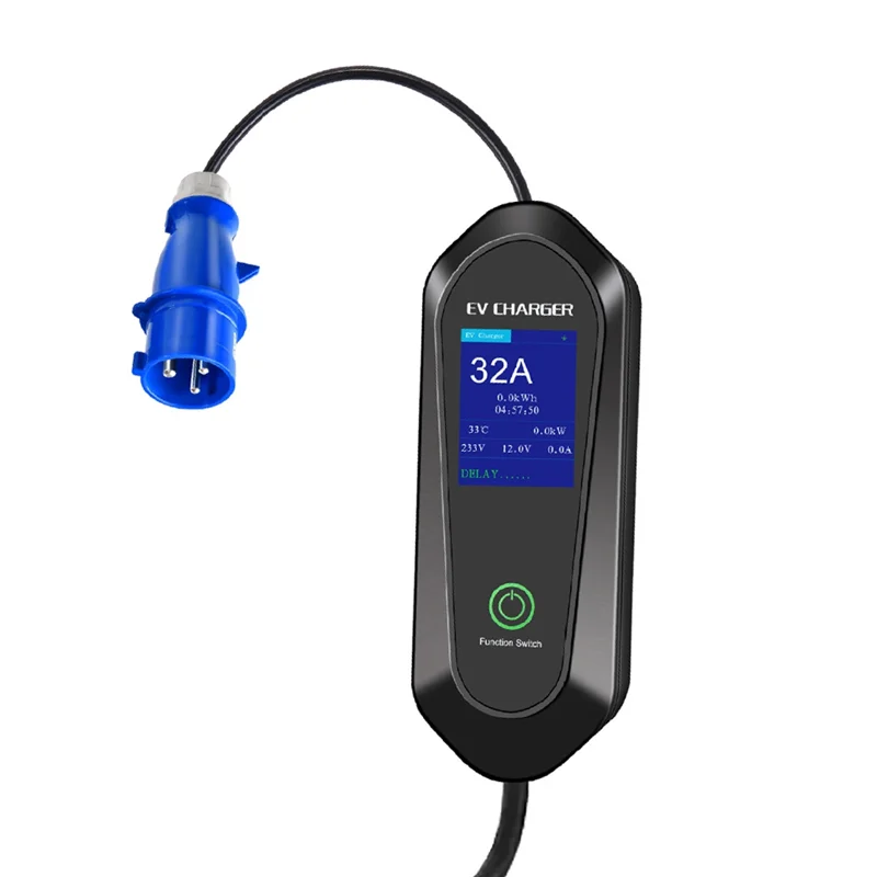 N88R 7KW 32A Wifi APP 및 Bluetooth 제어 기능이 있는 1상 휴대용 EV 충전기, 고속 전기 자동차 충전 케이블