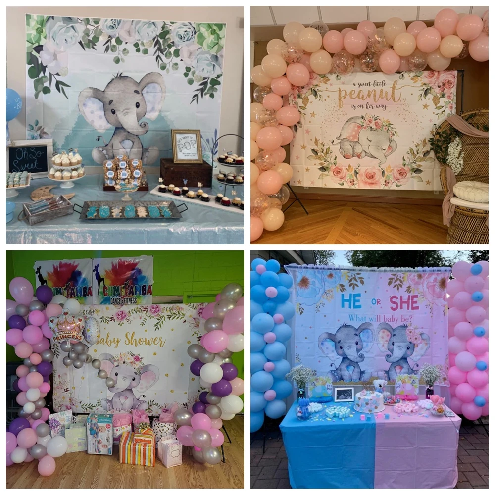 Photo Backdrop Yeele Newborn Elephant Birthday Party Flowers Photocall Baby Shower Banner Backgrounds Indoor Photographic Studio