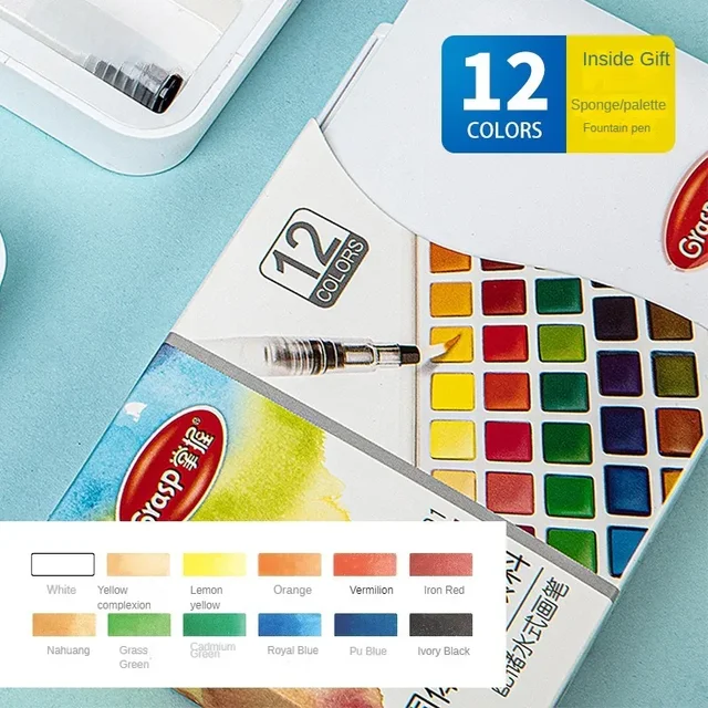 Set di colori ad acquerello da 12/24/36/48 colori con penne a pennello ad acqua, materiali artistici, per artisti, amatoristi e amanti della pittura 5