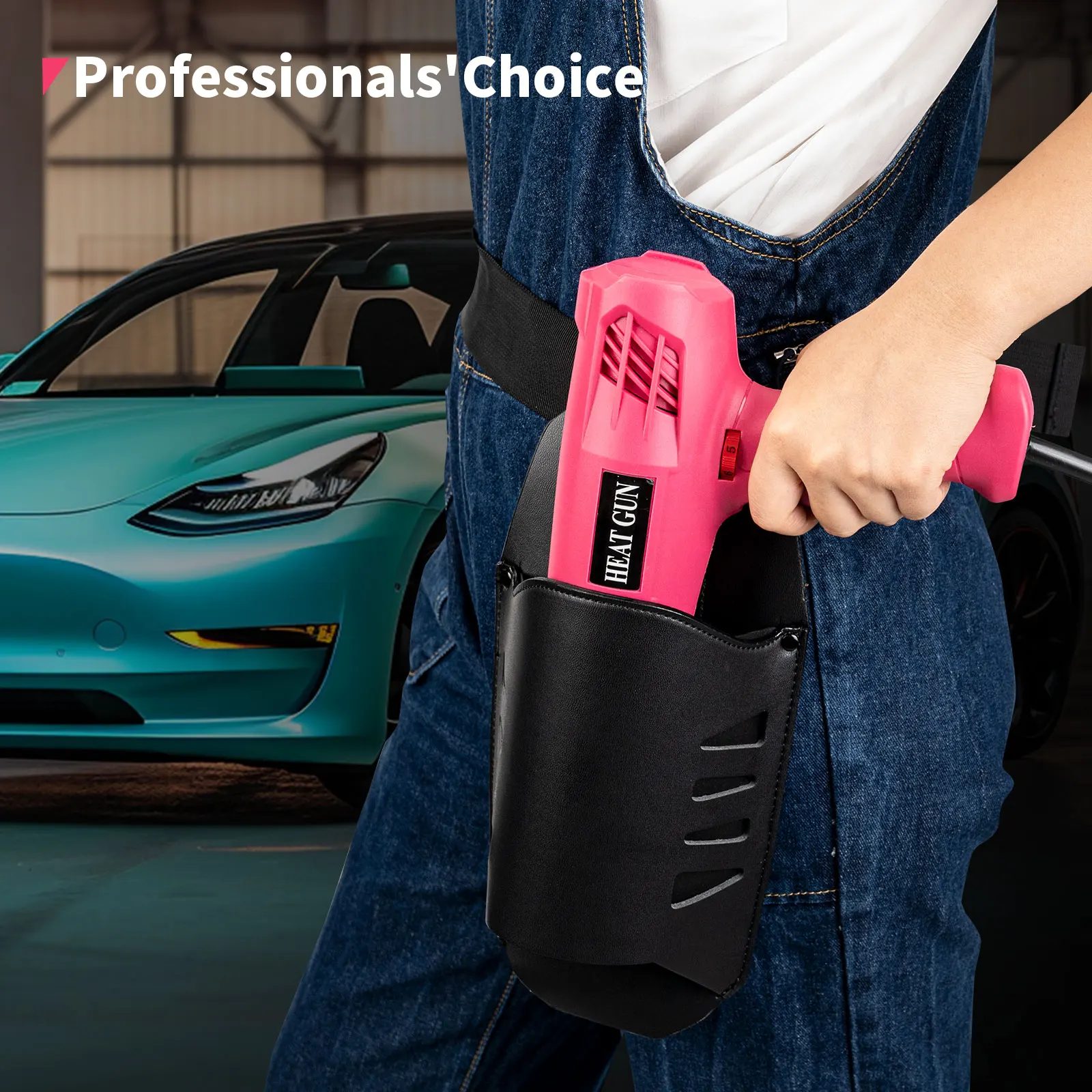 FOSHIO Car Vinyl Wrap Faux Leather Heat Gun Holder with Waist Belt Heat Resistant Waterproof Hot Air Gun Carrying Tool Bag Pouch