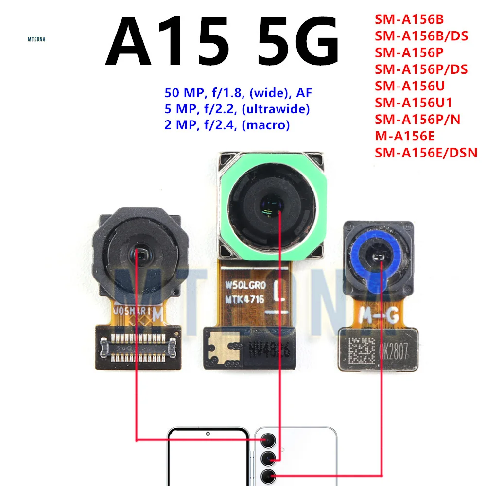 전면 후면 카메라, 삼성 갤럭시 A15 5G, A155F, A156B, A156E, 전면 셀카, 메인 백, 와이드 카메라 모듈, 플렉스 케이블 부품