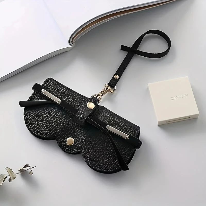 Litchi Embossed glasses storage bag Cute Hanging PU Leather Sunglasses Reading Glasses Storage Portable Travel Eyewear Holder