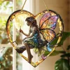 Fairy Angel Colorful Art Flower Suncatcher Stained Window Hanging Heart Shape Acrylic Pendant For Home Garden Yard Decoration 1