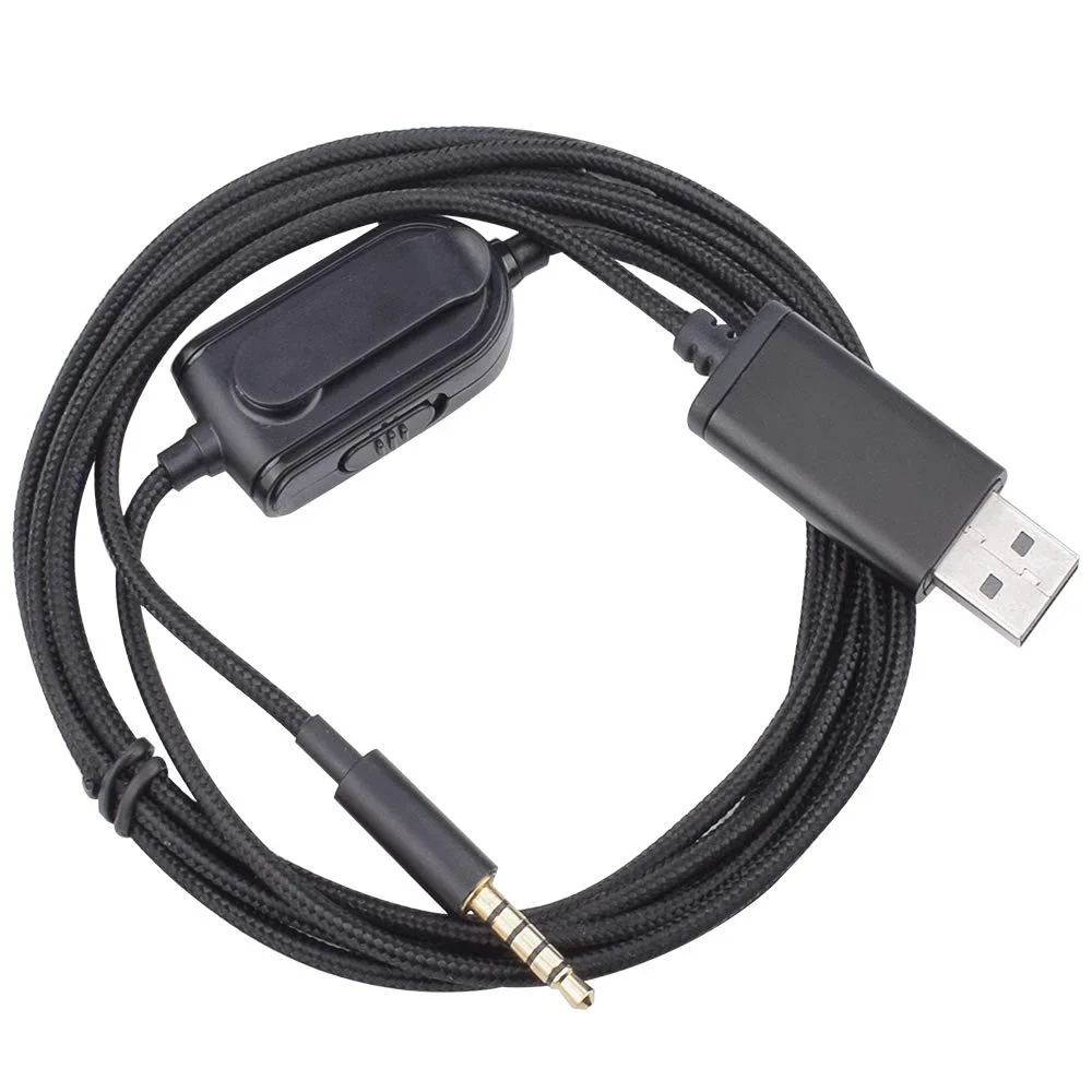 OFC Replacement Nylon Braided Virtual Surround Sound 7.1 USB Mute Cable Extension Cord For Logitech Astro A10 A40 A40TR Headsets