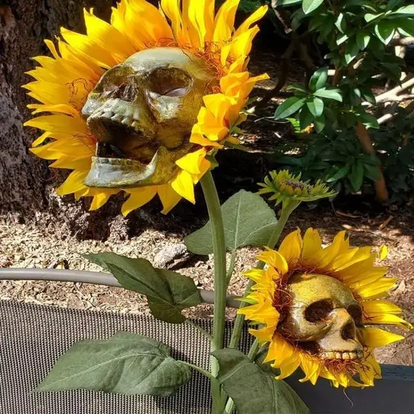 Creepy Skull Sunflower Flowers Skull Festival Art Craft Garden Decoration Simulation Flower Ornaments Halloween Decorations