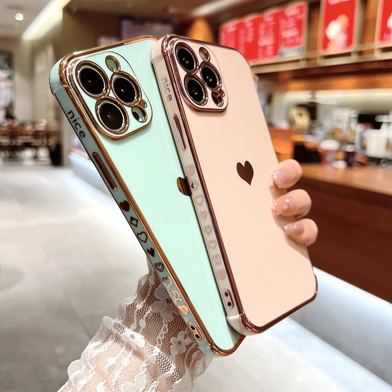 Silicone Electroplated  Heart Shaped iPhone Case