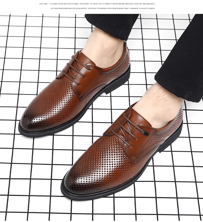 Männer Flache/6CM Erhöhung Aufzug Schuhe Hohl Atmungsaktive Business Formale Leder Schuhe Mann Britischen Kleid Casual Hochzeit Schuhe – Detail 12