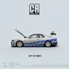 TIME MICRO/COOL ART 1:64 GTR-R34 Paul Blue Silver Flower Car Open Cover Model Car for Collection & Display & Gift 4