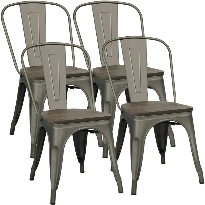 

Metal Dining Chairs /Top Stackable Side Chairs Kitchen Chairs with Back Indoor-Outdoor Classic/Chic/Industrial/Vintage Bistro