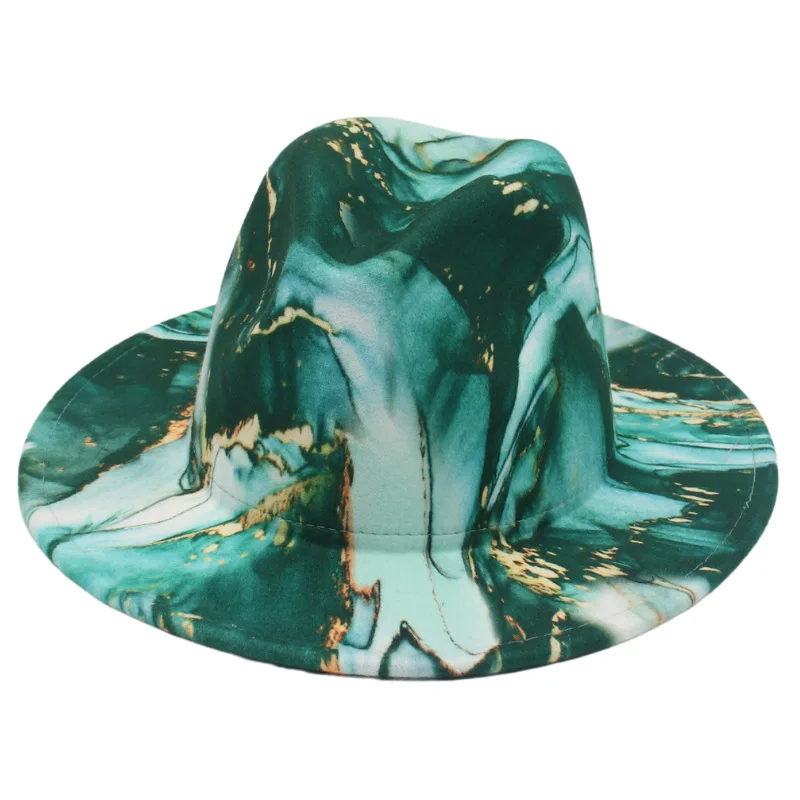 

Wide Brim Fedora Hats for Women Men Printing and Dyeing Magic Color Jazz Top Hat Felt Cap for Party Stage Performance