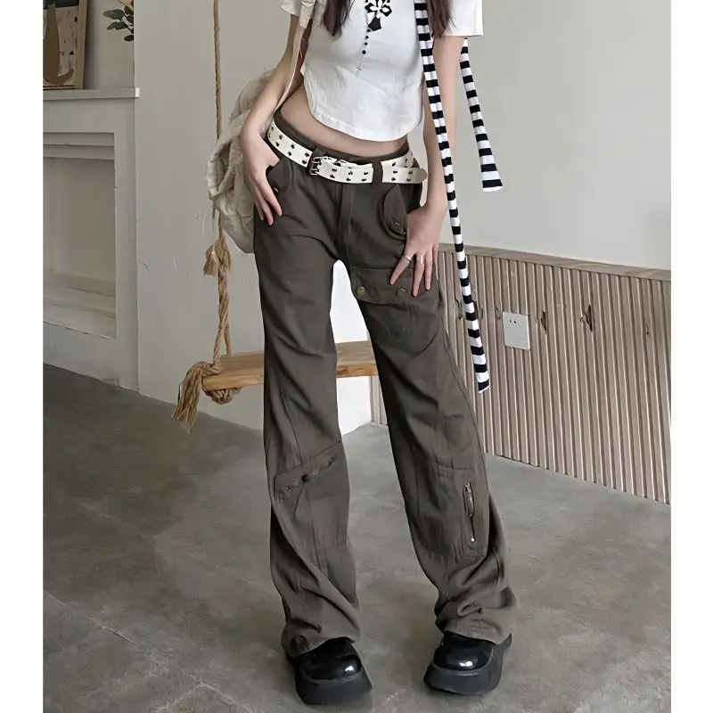 

New Fashion American Style Overalls Women's Ins Trendy All-match High Street Design Sense Small Person Slim Micro Flared Jeans