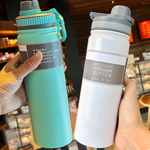 Bouteille d'eau Thermos de grande capacité en acier inoxydable, flacon sous vide, tasse thermique Portable d'extérieur, tasse de boissons de sport, 530ML/750ML 1
