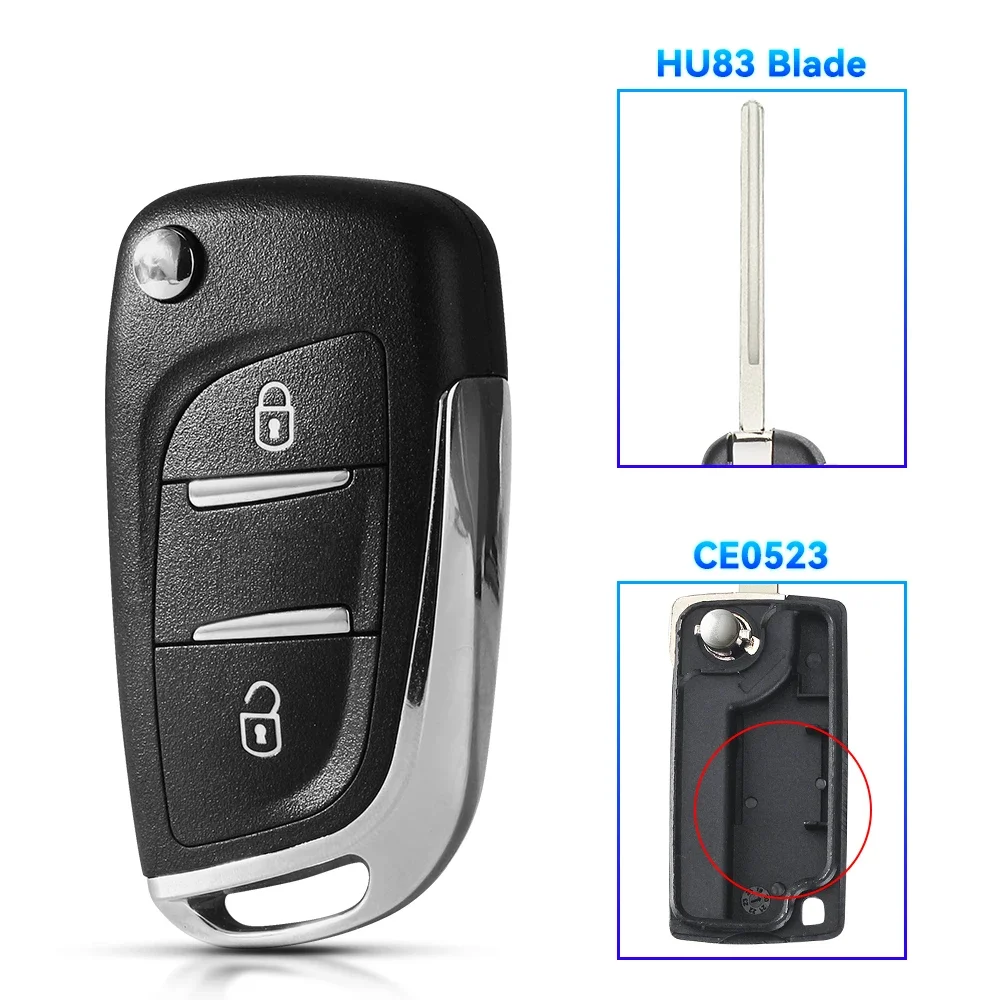 thumbnail image 1 of KEYYOU 1 llave de coche modificada para Peugeot 307 408 308 para Citroen C-Triomphe C-Quatre C2 C3 C4 C5 Berlingo CE0536 CE0523, 1 of 5