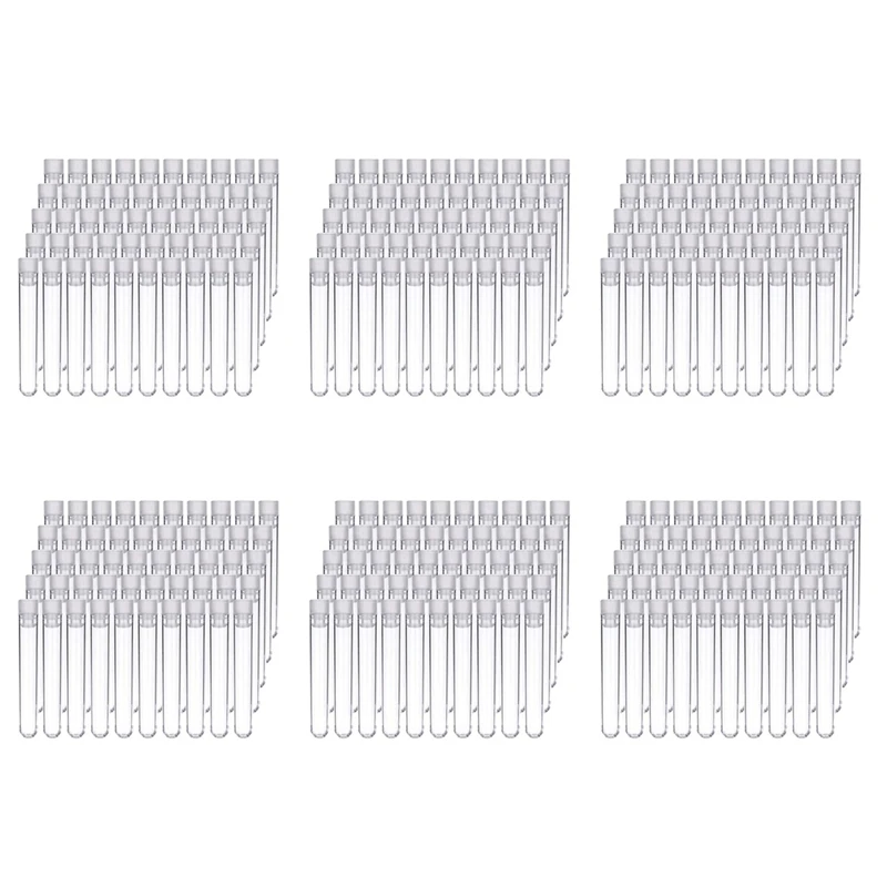 

Top Deals 600Pcs Clear Plastic Test Tubes With White Screw Caps Sample Containers Bottles Push Caps 12X75mm