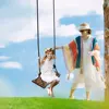 Solid Wood Swing One Seat Simple Swing Adjustable Rope Length Curved Swing Outdoor Rope Swing for Garden Patio Yard 6
