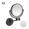 Induction bathroom makeup mirror black/brushed gold brass wall mounted extension folding double-sided LED light mirror bathroom 6