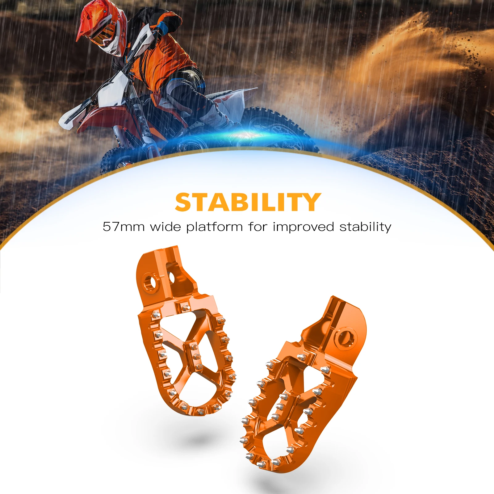 Aluminum Foot Pegs For KTM/Husqvarna 125-501CC (2017-2023) – Orange, 62mm Wide, Dirt Bike Footrest Replacement