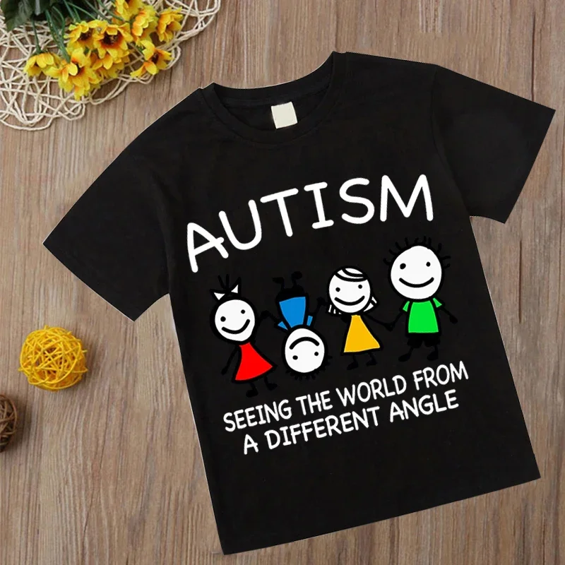 autism Boys T Shirt Short Sleeves Cotton Tops Girls Baby Children Clothing Summer Tshirt Dinosaur Tee Toddler Clothes 2-14 Years 2
