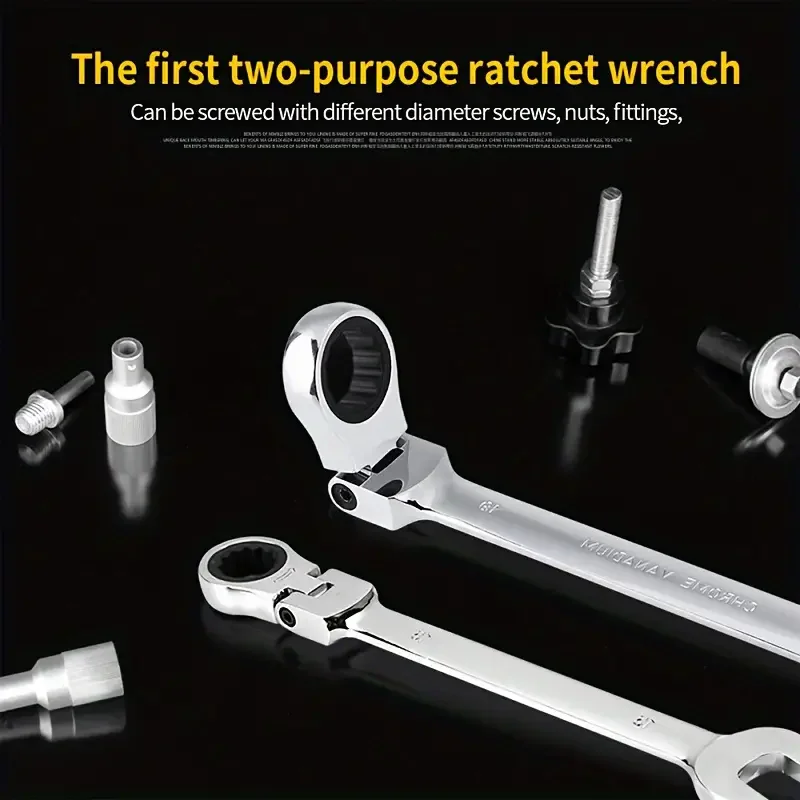 Ratchet Wrench of Keys Spanner Set Hand Tool 72-Tooth Ratcheting Flexible Head Mirror Finish Ratchet Wrench 10mm 4