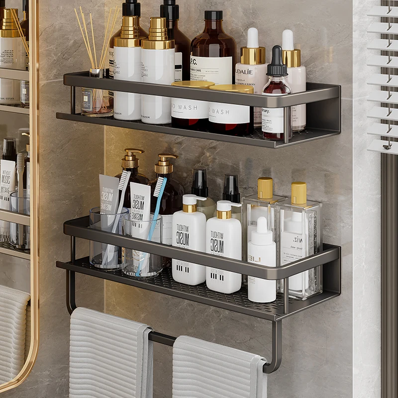 Bathroom Storage Shelf Bathroom Accessories Shelf Organizer Shower Storage Rack Wall Mounted Aluminum Toilet Shampoo Holder 30-50CM