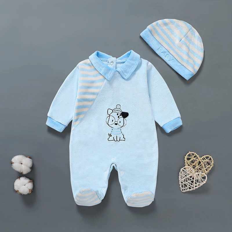 Newborn Baby Clothes 0 12Months One-pieces Romper Baby Girl Clothes Toddler boy One Piece Covered Cartoon Pattern Velvet baby jumpsuit