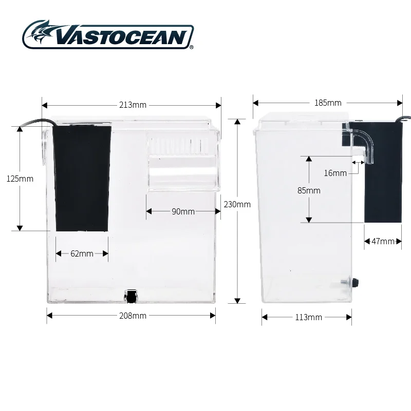VASTOCEAN Fish Tank External Feeding Box Marine Tank Extension Tank Mangrove Tank ATS Algae Box Full USB Power Supply 5