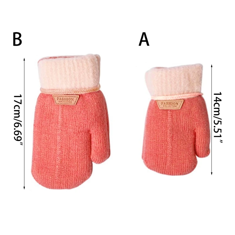1-7Y Baby Boys Girls Winter Knitted Gloves Warm Rope Full Finger Thick Mittens Gloves for Children Toddler Kids Accessories 4