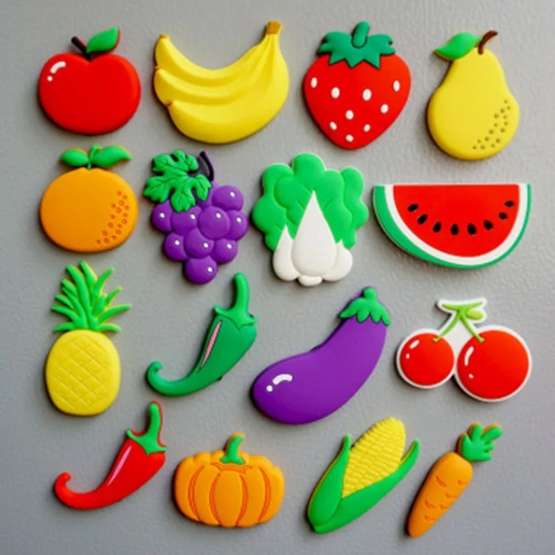 

5pcs-Cute Cartoon Fruit Magnets: Add Colorful Fun To Your Fridge with Creative Soft Rubber Stickers!