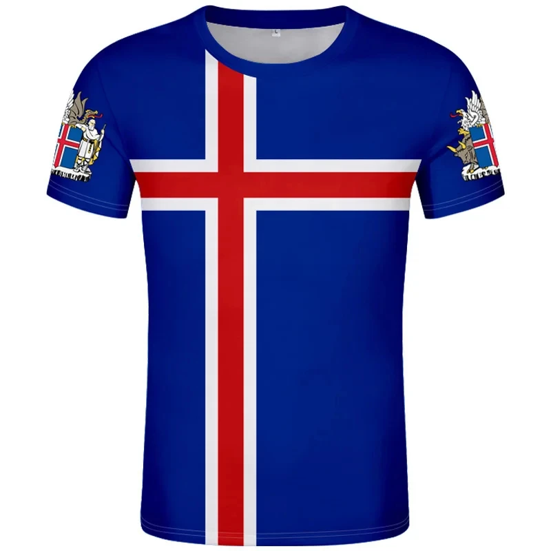 

Proud of Iceland Flag Emblem T Shirts for Men Clothing 3D Print Icelander Nation Emblem T-shirt Unisex Casual y2k Tops Tee Shirt
