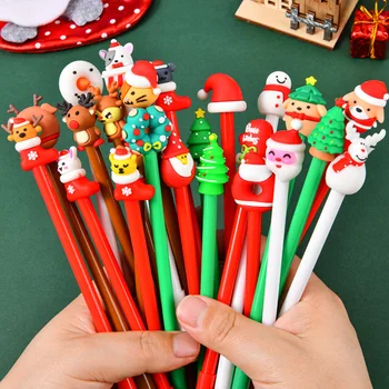 10/30/50pcs Kawaii Christmas Gel Pen 0.5mm Black Ink Cute Xmas Tree Reindeer Santa Snowman Neutral Pen School Office Stationary 1