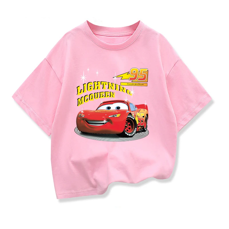 Potdemiel Summer Kids T-shirt Short Sleeve Top Cartoon Cars Pixar Lightning McQueen Printed Boys Clothes Baby Tops 2-10 Years 4