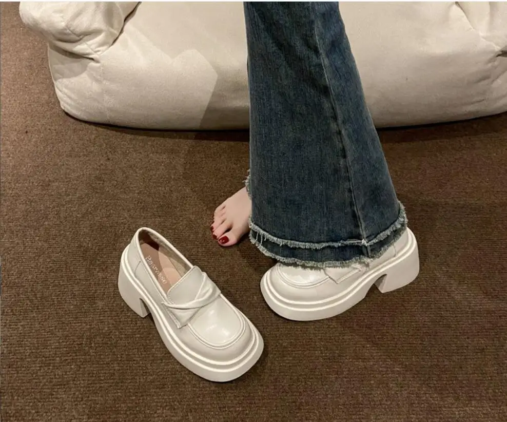 Autumn Spring Fashion Platform High-heeled Shoes Women Shallow Slip On Shoes Pumps Women's Girls Chunky Bottom Shoes Large size