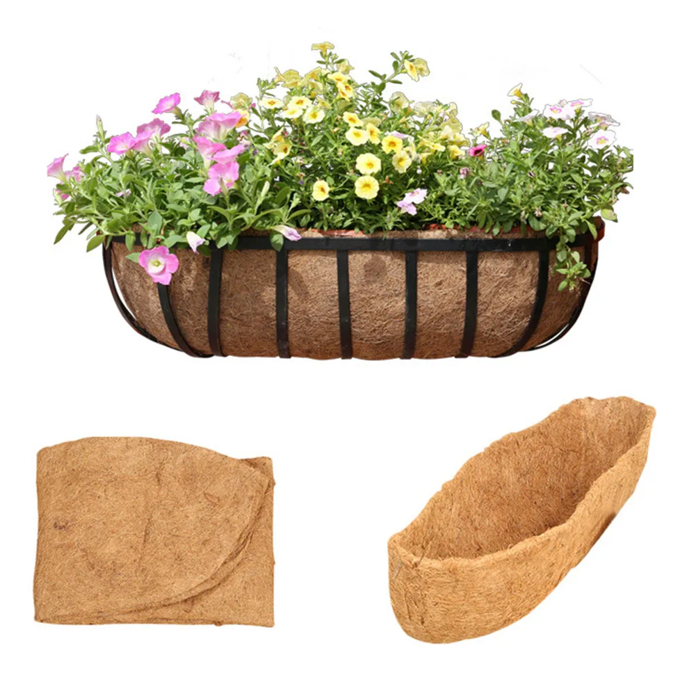 

Iron Frame Flower Basket Breathable Design Coconut Fiber Fibre Liner Hanging Basket Natural Material Natural Plant