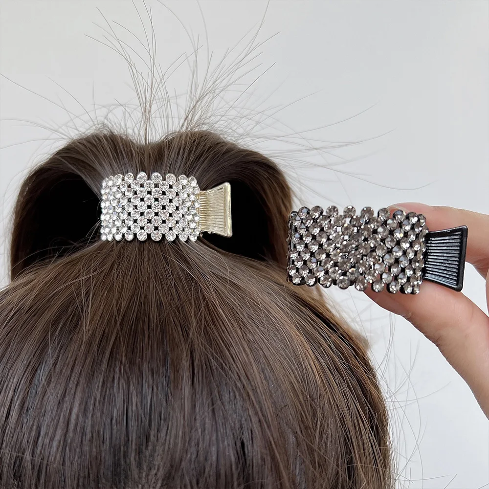 Pinza de pelo de Metal con diamantes de imitación para mujer y niña