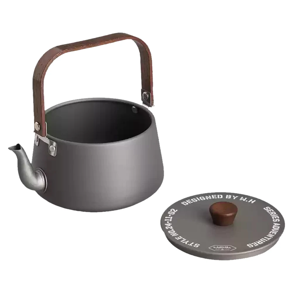 1.1L Boiling Stovetop Pot with Wooden Handle Lightweight Coffee Pot Aluminum Alloy for Outdoor Travel Camping