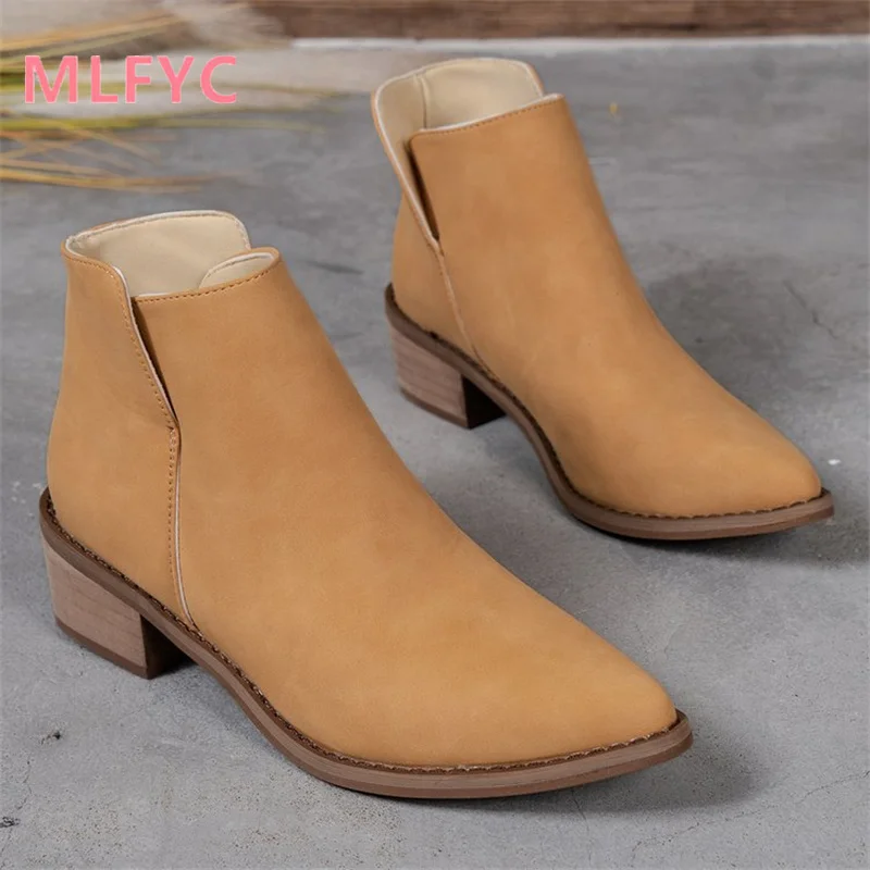 Thick Soled Thick Heeled Short Boots for Women Autumn Winter New Soft Soled Lightweight Comfortable Short Tube Single Boots