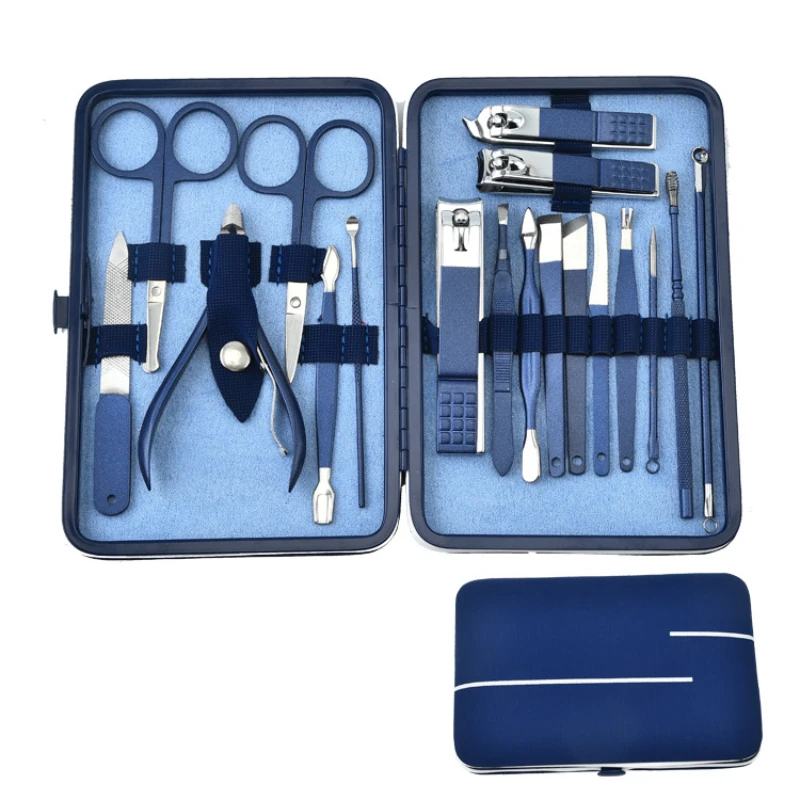 

HEALLOR Manicure Set Color Contrast sets Nail Clippers Cutter Tools Kits Stainless Steel Pedicure Travel Case for Man Woman