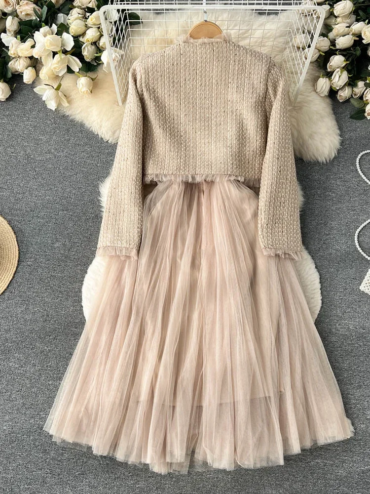 Mannhaim Crop Jacket Layered Tweed Dress ワンピース S8eb27e98da214605871d7d2a7b121