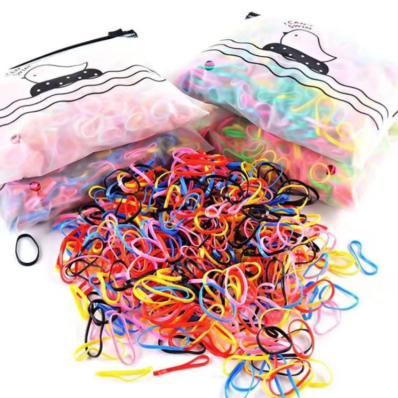 1000pc/Box Girls Colorful Disposable Rubber Bands Gum For Ponytail