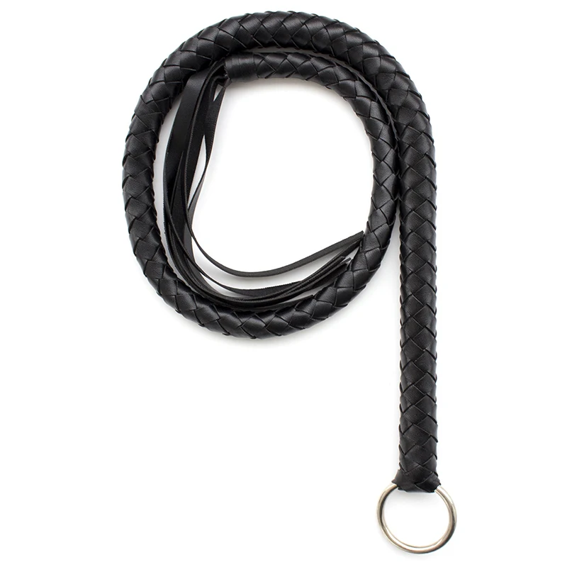 65CM PU Leather Braid Horse Whip, Horse Training Whips,Handle With Iron Hoop 4