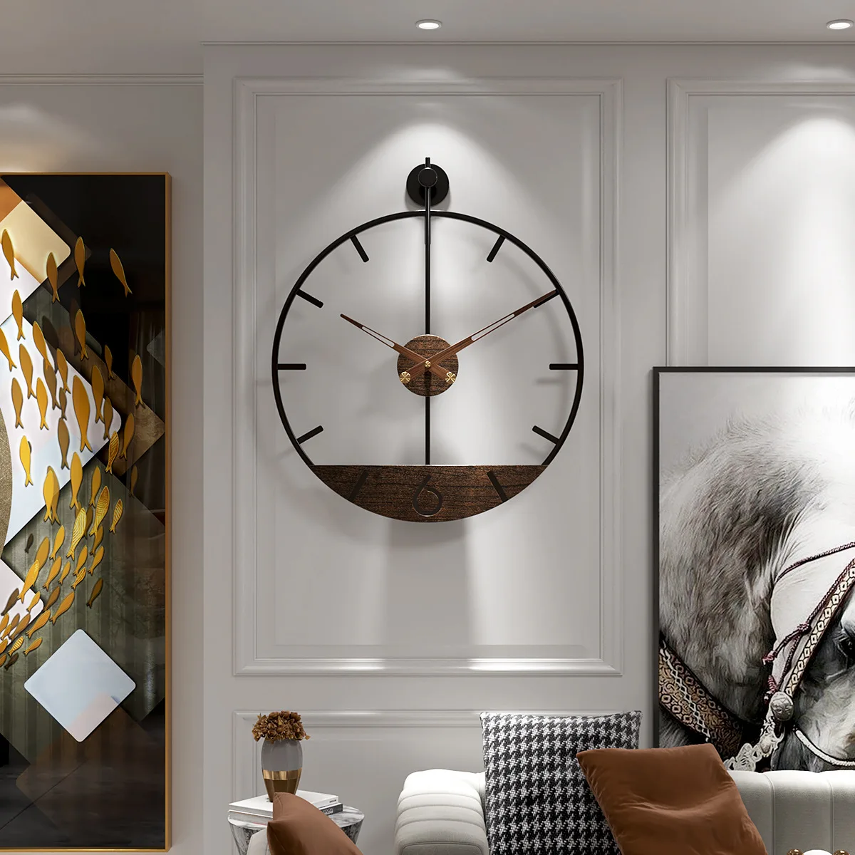 

Amazon Hot Selling Iron Wall Clock Living Room Decorative Clock Simple Retro Nordic Creative Wall Clocks Cross-Border Wholesale