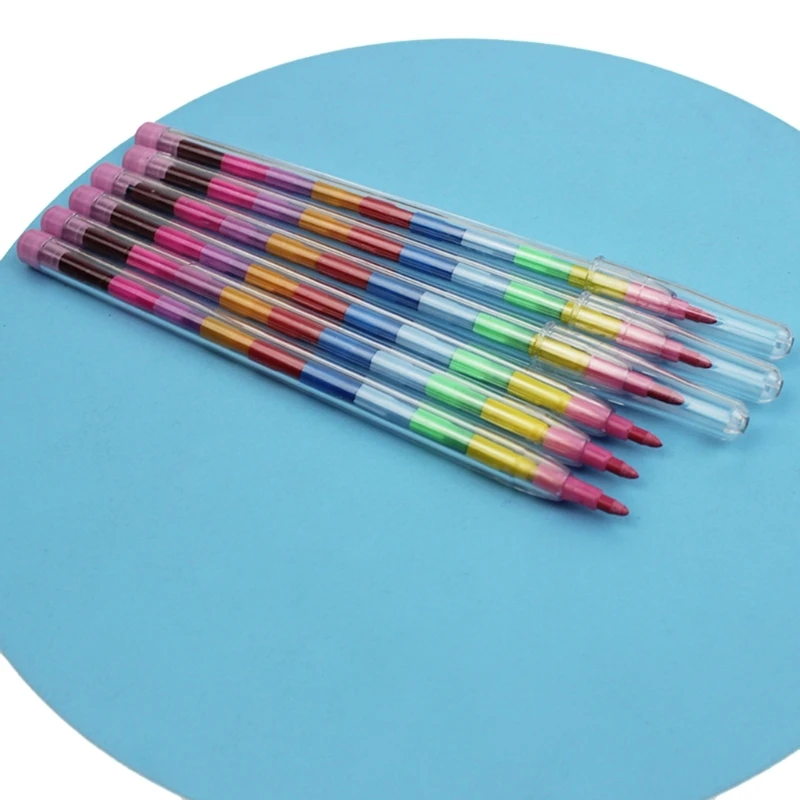 12/14Pcs Stacking Crayons, Kids Crayons, Building Blocks Graffiti Pens, Building Blocks Crayon for Oil Painting Drawing K1KF