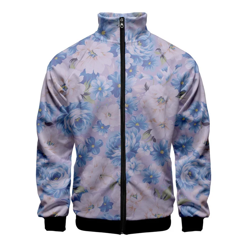 thumbnail image 1 of Chaqueta retro con estampado 3D de plantas y flores para hombre, abrigo de calle de gran tamaño, chaqueta con cremallera y estampado floral, ropa para mujer y niño, 1 of 5