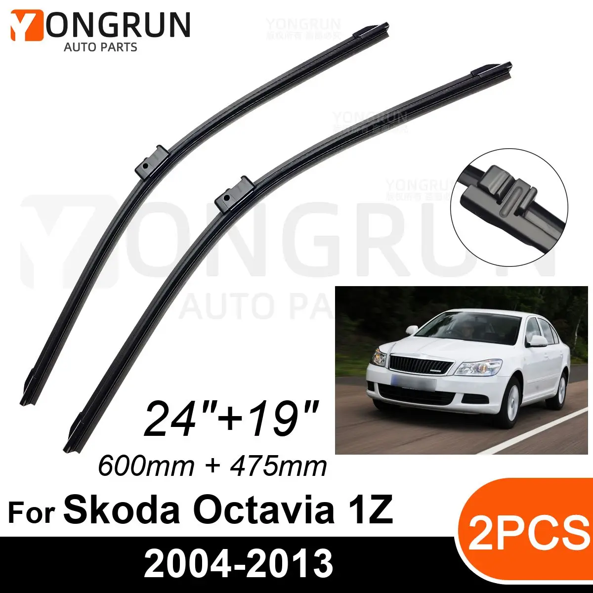 

Car Front Windshield Wipers For Skoda Octavia 1Z A5 2004-2013 Wiper Blade Rubber 24"+19" Car Windshield Windscreen Accessories