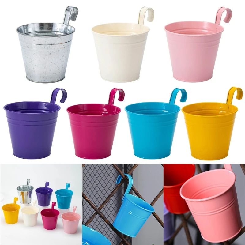 

Wall-mounted Flower Pot Vase Hanging Plant Basket Detachable Hook Fence Container for Home Balcony Garden Indoor Outdoor
