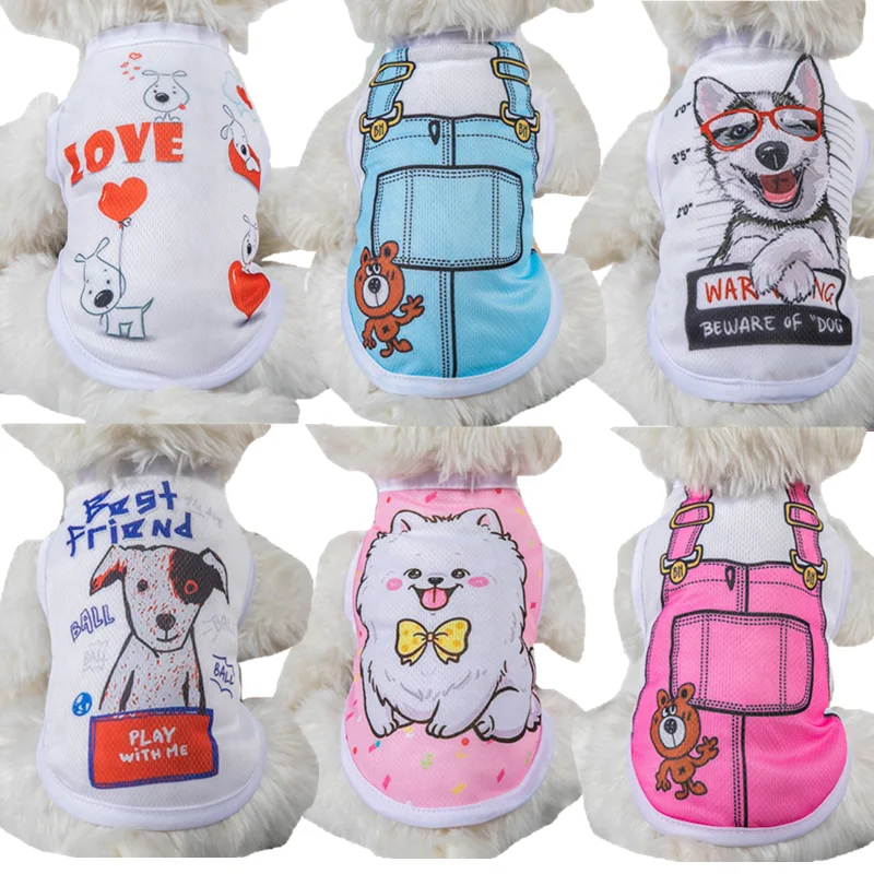 

Summer Small Pet Dog Clothes Vest Jacket Cartoon Cute Chihuahua T Shirt Puppy Yorkshire Terrier Puppy Bulldog Ropa Perro