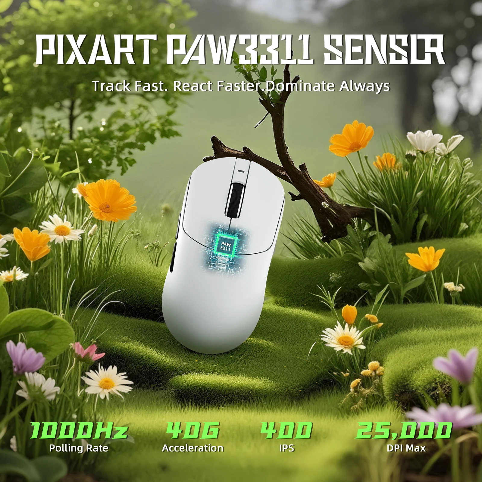 Mouse Gaming MAMBASNAKE ATTACK SHARK X1 – 39g, PAW3395 PRO 40K DPI, 1000Hz, Dock Ricarica, Wireless/cablato/BT