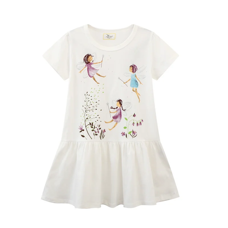 

Jumping Meters 2-7T Girls Dresses Short Sleeve Fairy Tale Print Summer Children's Clothing Kids Frocks Costume Casual Wear